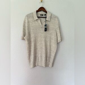 New Faherty Men’s SS Linen Sweater Polo Shirt Size: Large